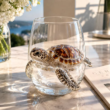 Artisanal 3D Ocean Creature Glass | Blue Ringed Octopus & Sea Life Glassware