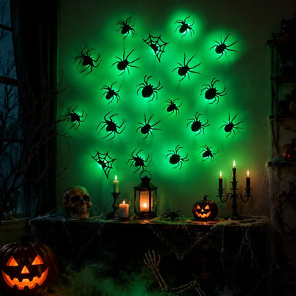 3D Halloween LED Bat & Spider Night Light | Spooky Wall Decor 12 & 24 Pack