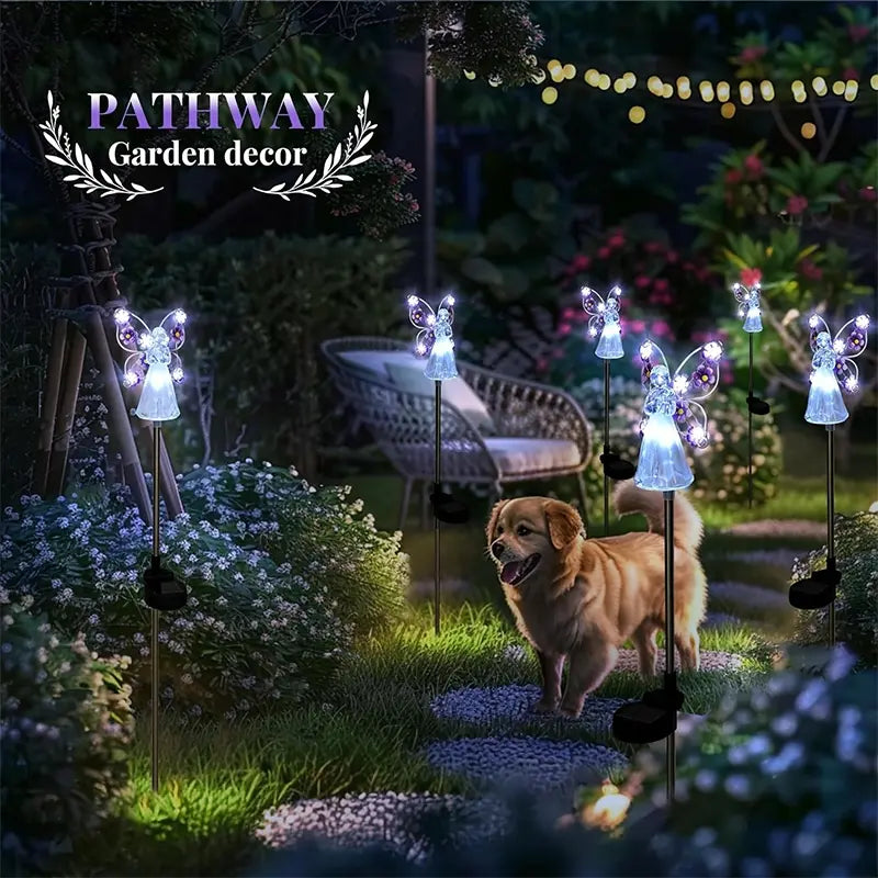 Heavenly Solar Angel Lights | Soft Glow to Honor Memories & Beautify Your Garden | 7-LED Lamp for Cemetery Decoration