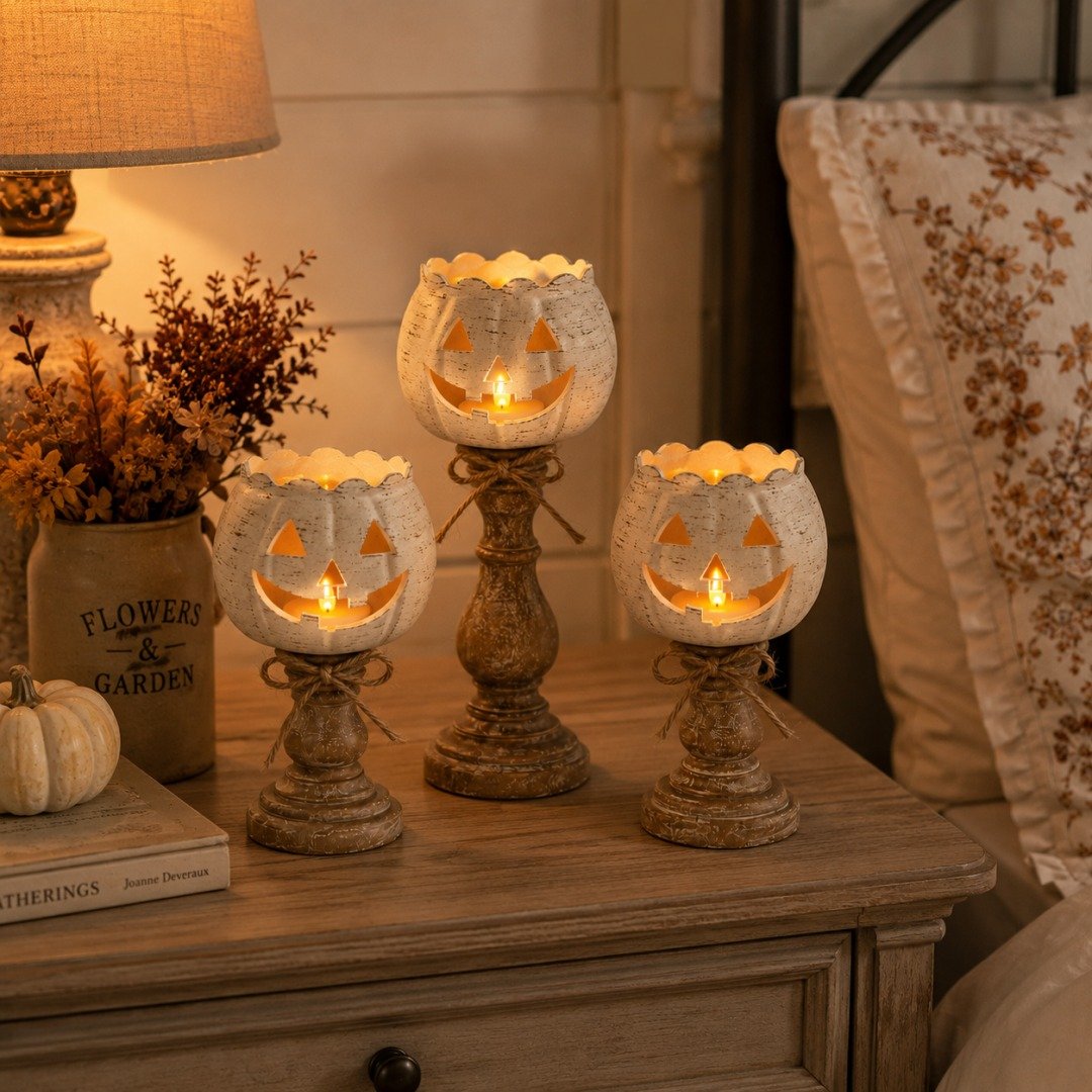 🎁Last Day 50% OFF🔥Rustic White Pumpkin Tealight Candle Holder✨