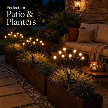 8LED Firefly Solar Garden Ball Lights | Warm Outdoor Landscape & Holiday Decor