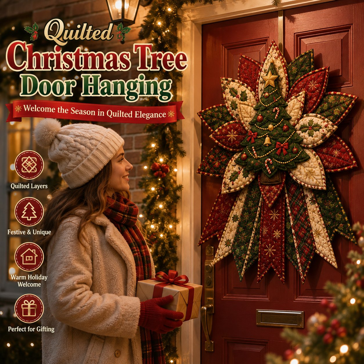 Oversized Christmas Quilted Door Hanger Sewing Kit | 7 Festive Designs | Beginner-Friendly DIY