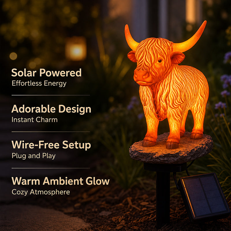 💡🐮Limited-time 49% off  Highland Cattle Solar Garden Ornament Light