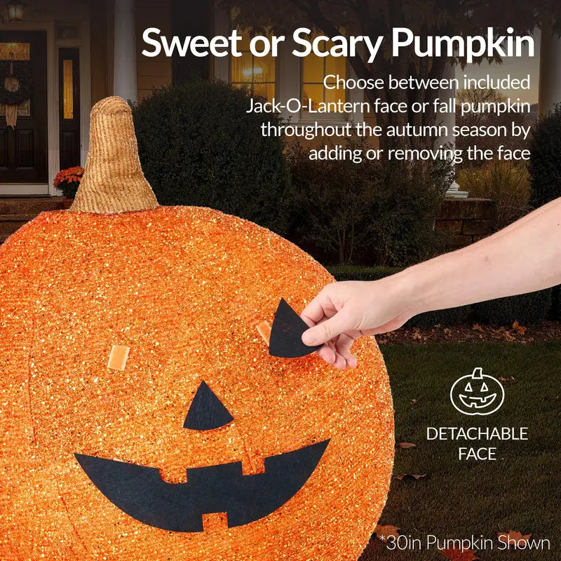 🎃Best Choice Products 2pc Lighted Pop-Up Outdoor Halloween Pumpkin Set, Fall Holiday Decoration w/ 130 LED Lights, 8 Light Functions