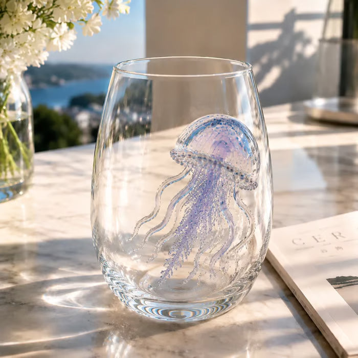 Artisanal 3D Ocean Creature Glass | Blue Ringed Octopus & Sea Life Glassware
