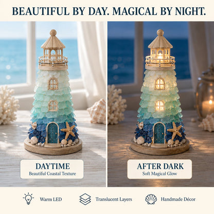 DIY Sea Glass Lighthouse Kit – LED Coastal Craft Decoration
