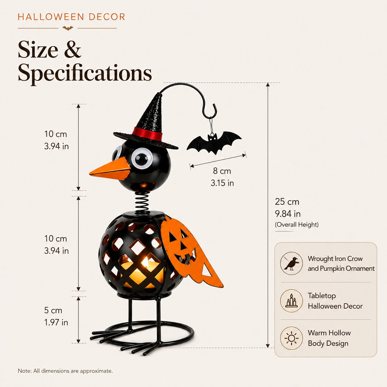 🔥Last Day 50% OFF🔥Wrought Iron Crow and Pumpkin Ornament🐦🎃