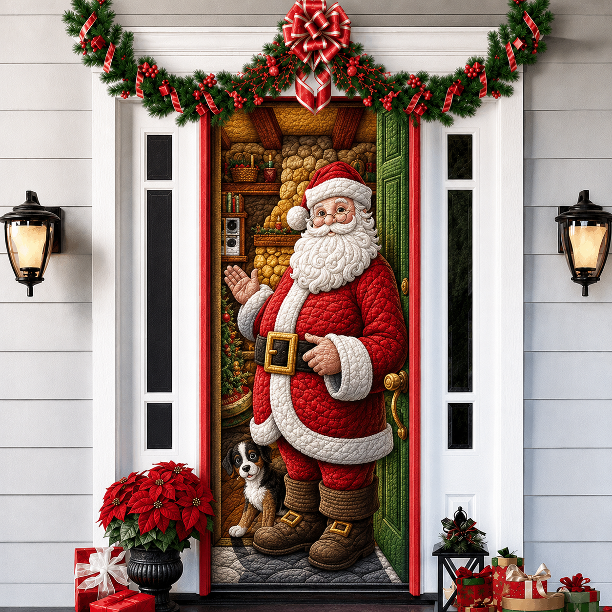 3D Christmas Front Door Cover Decoration – 18 Festive Designs | Santa, Snowman & More