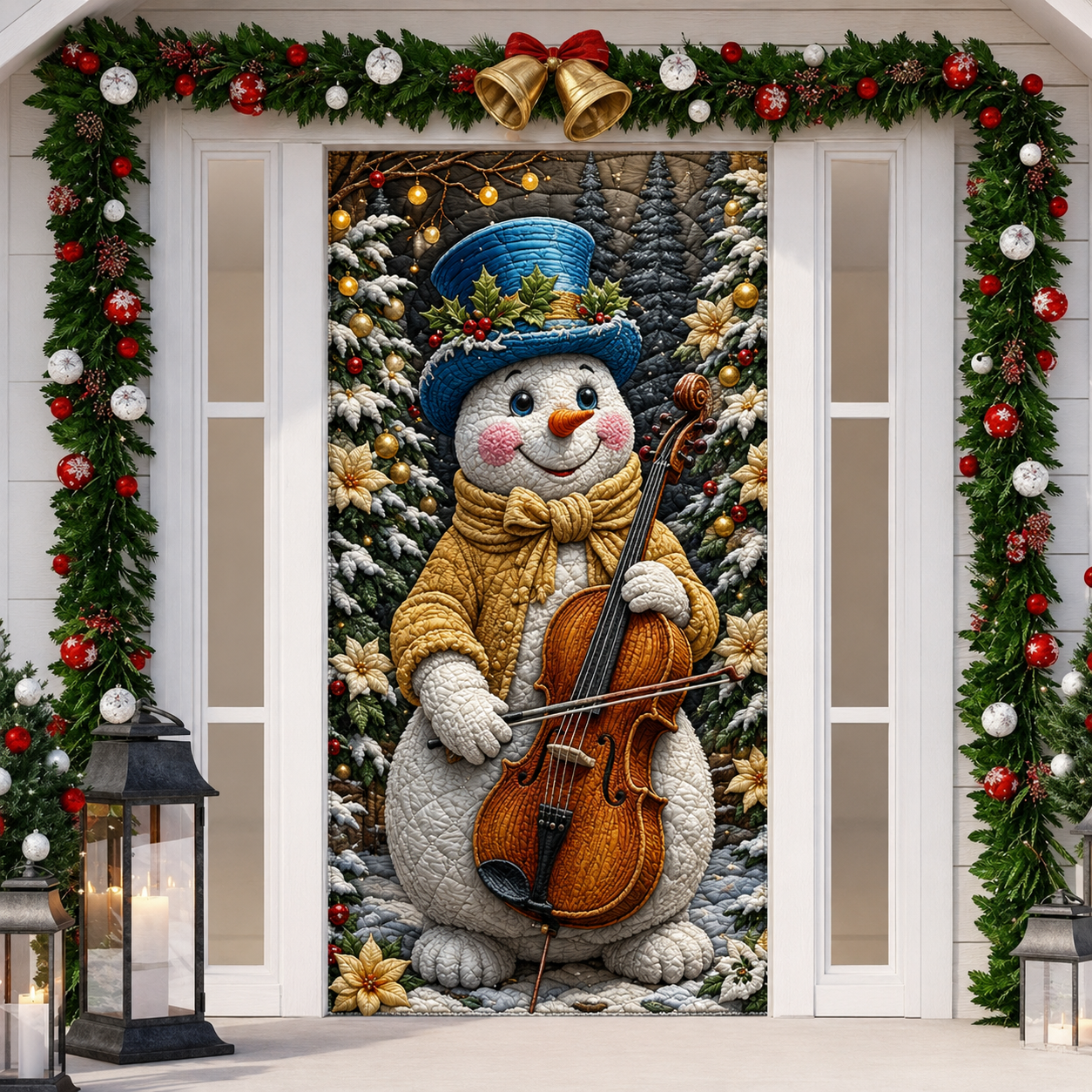 3D Christmas Front Door Cover Decoration – 18 Festive Designs | Santa, Snowman & More