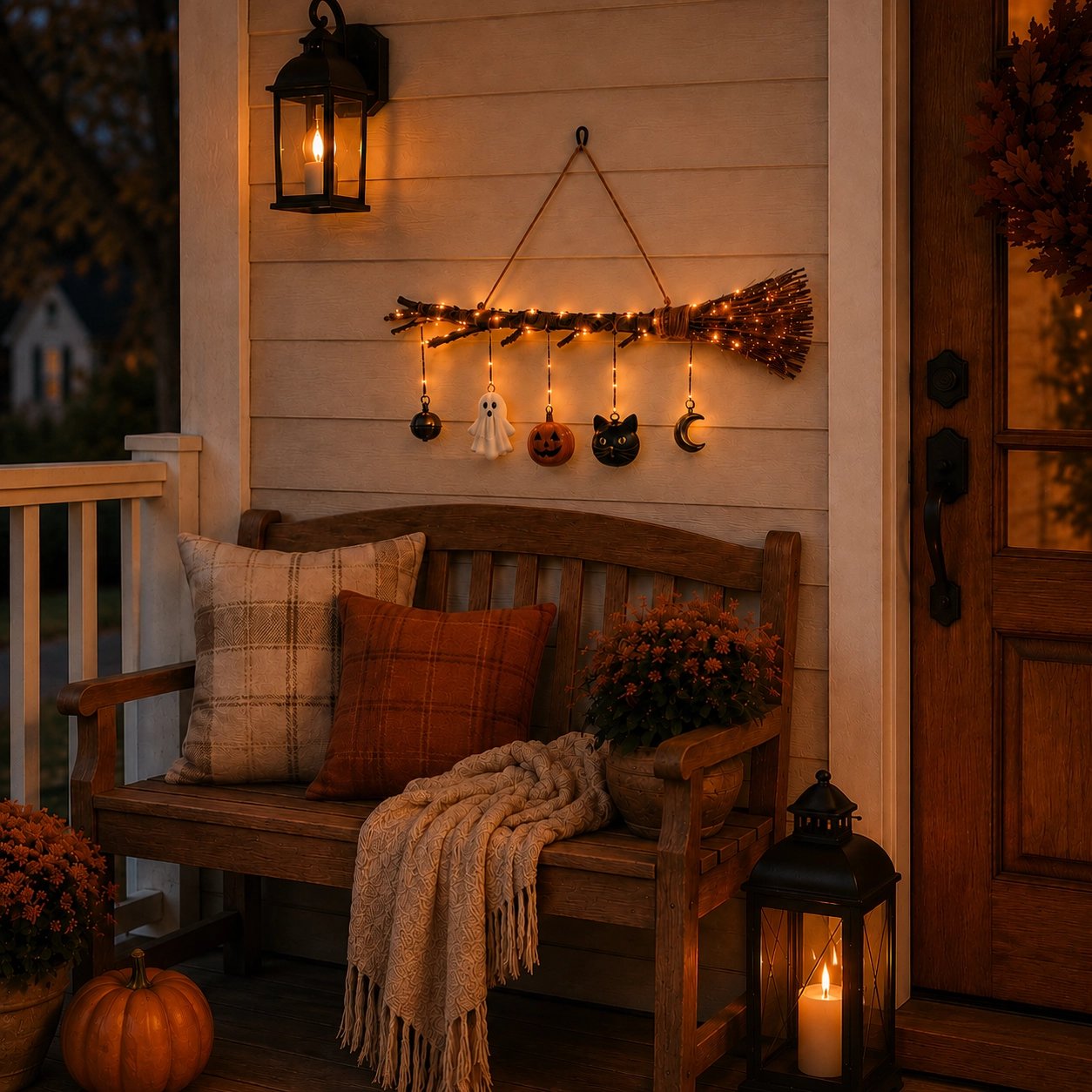 💥🏆Lighted Fall Broom Wall Hanging🍂