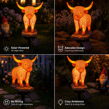 💡🐮Limited-time 49% off  Highland Cattle Solar Garden Ornament Light