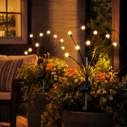 8LED Firefly Solar Garden Ball Lights | Warm Outdoor Landscape & Holiday Decor