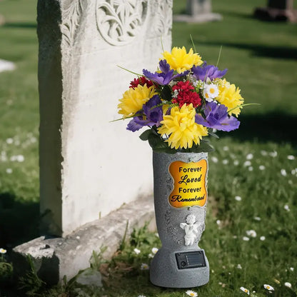 🌹 Solar Cross Angel Memorial Vase Keep Their Memory Blooming—Day and Night.