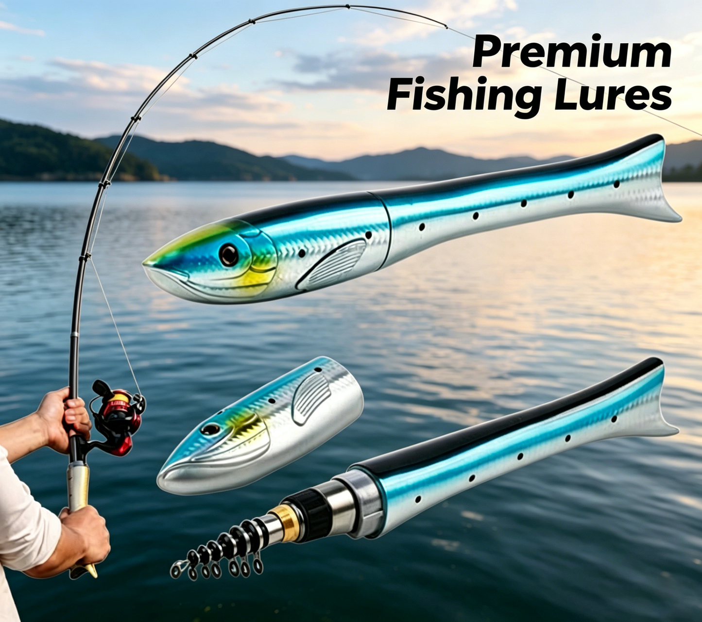 Pen Fishing Pole 55 Inch Mini Pocket Rod Travel Set for Ice Fly Sea Saltwater Freshwater