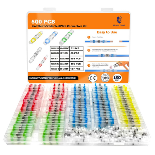 Heat Shrink Butt Crimp Terminal Kit, Car Accessories, Car Stuff, Waterproof Solder Seal Electrical Connector for Summer