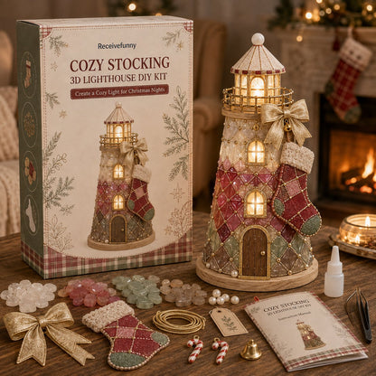 DIY Lighted Christmas Lighthouse Kit | Sea Glass-Style Pieces, LED Lights & 5 Festive Styles