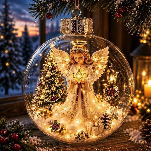 Glowing Christmas Ornament Ball – 8 Festive Scenes with Warm LED Light
