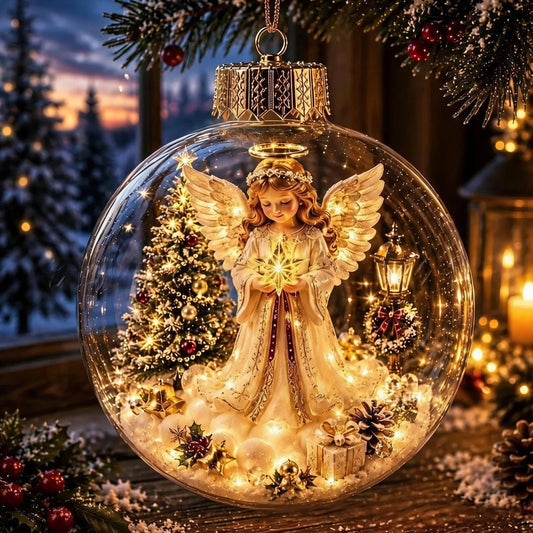 Glowing Christmas Ornament Ball – 8 Festive Scenes with Warm LED Light
