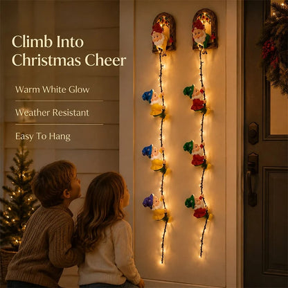 Christmas Gnome String Lights – Climbing Gnome Wall Hanging LED Decor