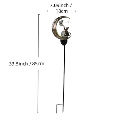 Solar Cat and Moon Light for Garden and Patio, Waterproof Warm LED Solar Landscape Lamp