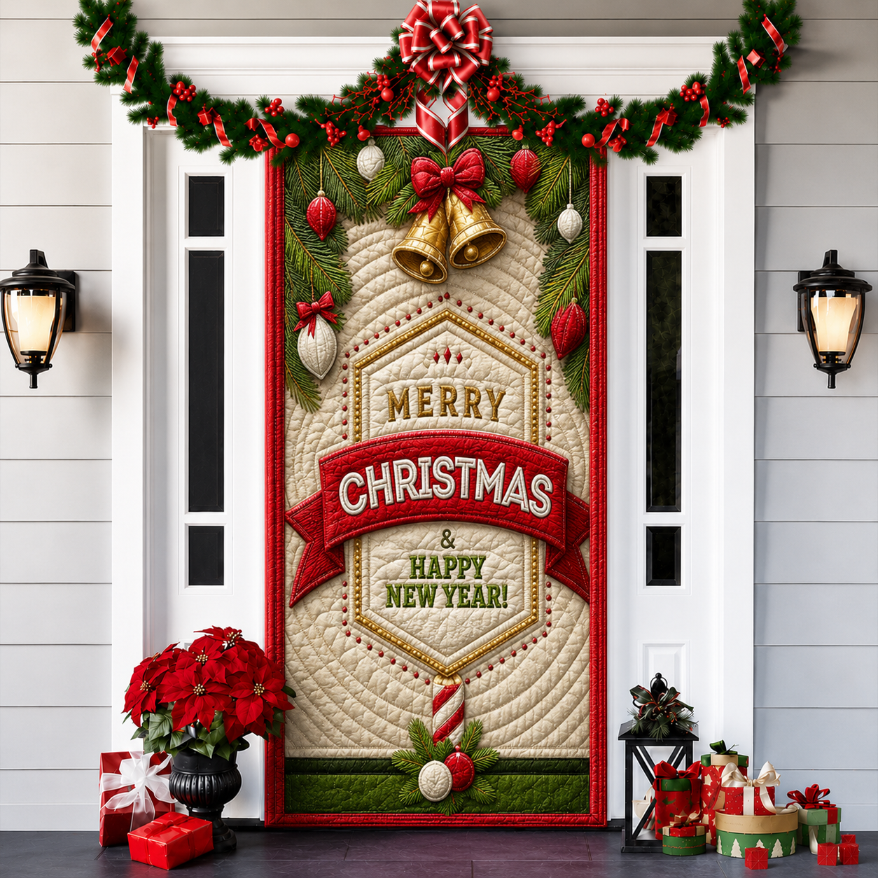 3D Christmas Front Door Cover Decoration – 18 Festive Designs | Santa, Snowman & More