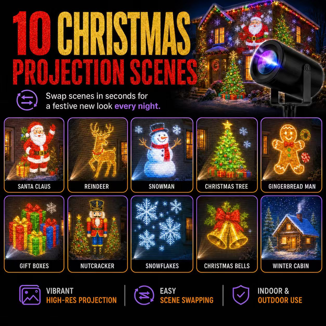 10 CHRISTMAS PROJECTION SCENES