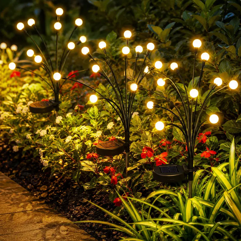 8LED Firefly Solar Garden Ball Lights | Warm Outdoor Landscape & Holiday Decor