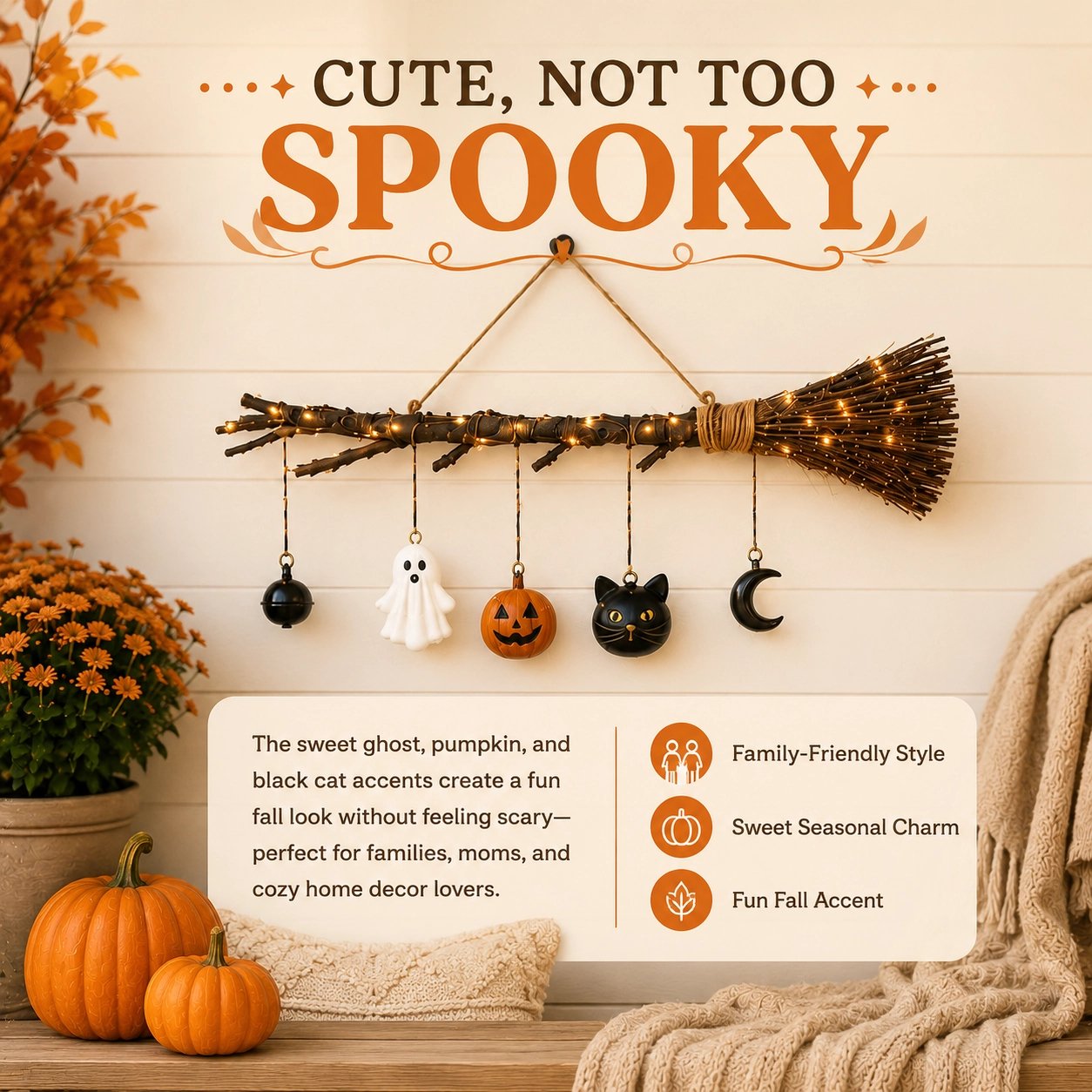 💥🏆Lighted Fall Broom Wall Hanging🍂