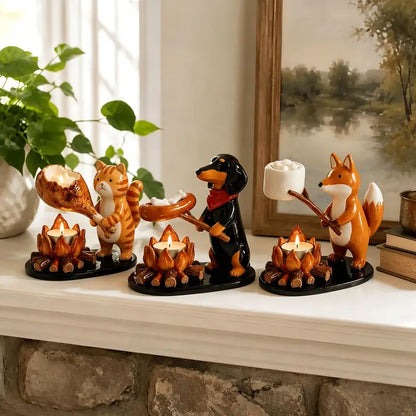 Animal bonfire resin tea wax stand - Cartoon-shaped barbecue small animal design - Atmosphere-scented scented candle base