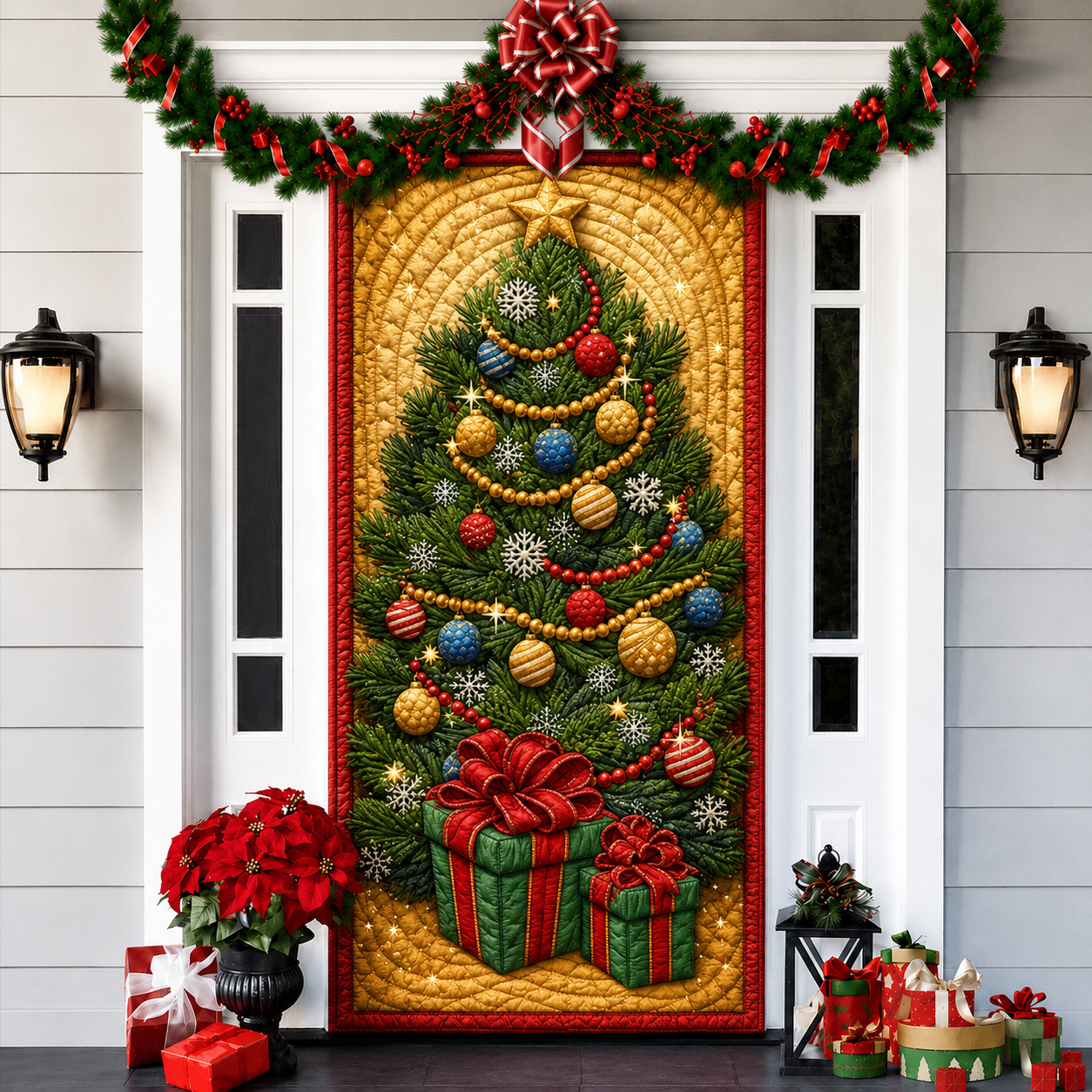 3D Christmas Front Door Cover Decoration – 18 Festive Designs | Santa, Snowman & More