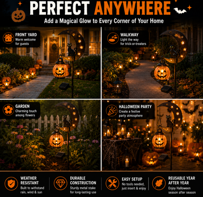 Solar Black Cat Garden Stake Light | IP65 Waterproof Halloween Outdoor Decor
