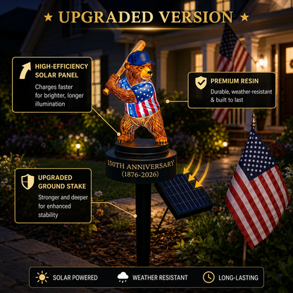 🔥Last Day 70% OFF - ⚾150th Anniversary Baseball Bear Solar Garden Stake Light