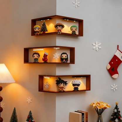 🔥 Last Day 49% OFF✨️Wooden Corner Wall Shelf with Built-in Lights
