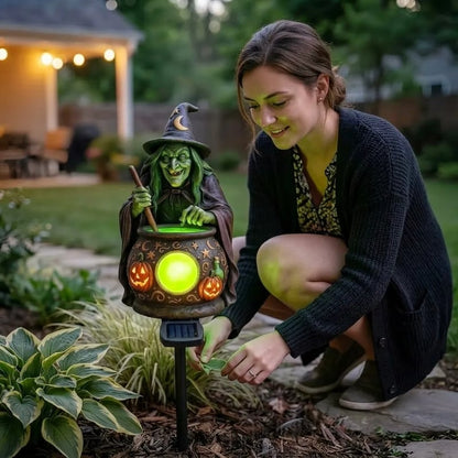 🔥Halloween Solar Witch Cauldron Garden Stake Light
