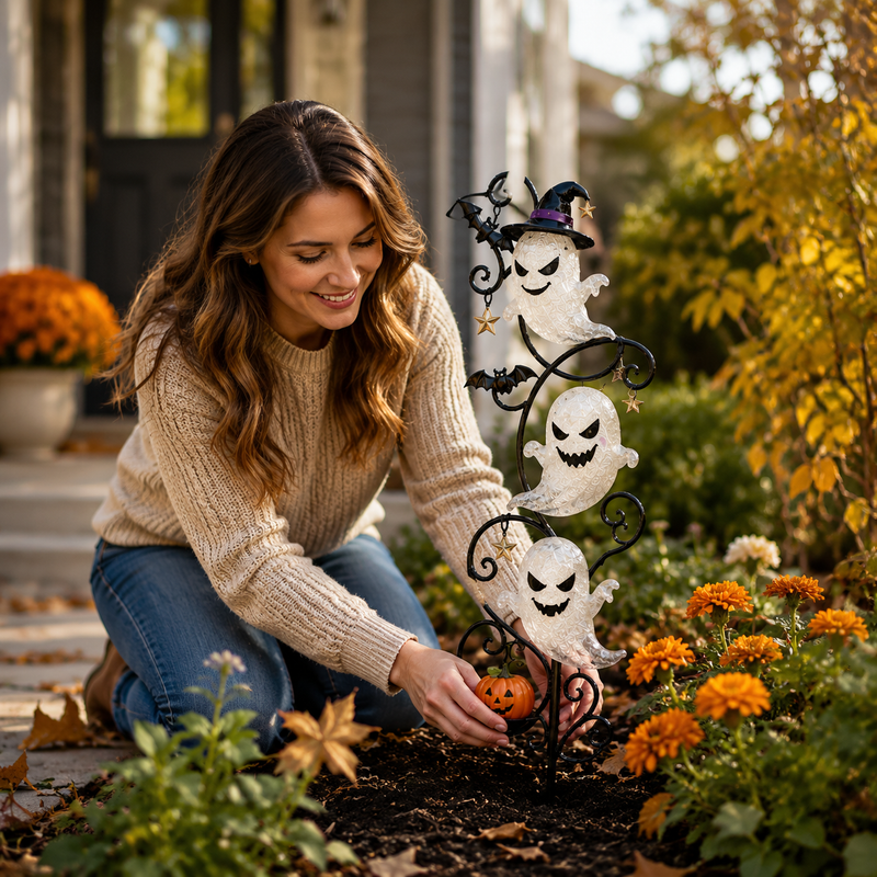 Solar Halloween Ghost Garden Stake Light | IP65 Waterproof Outdoor Decor