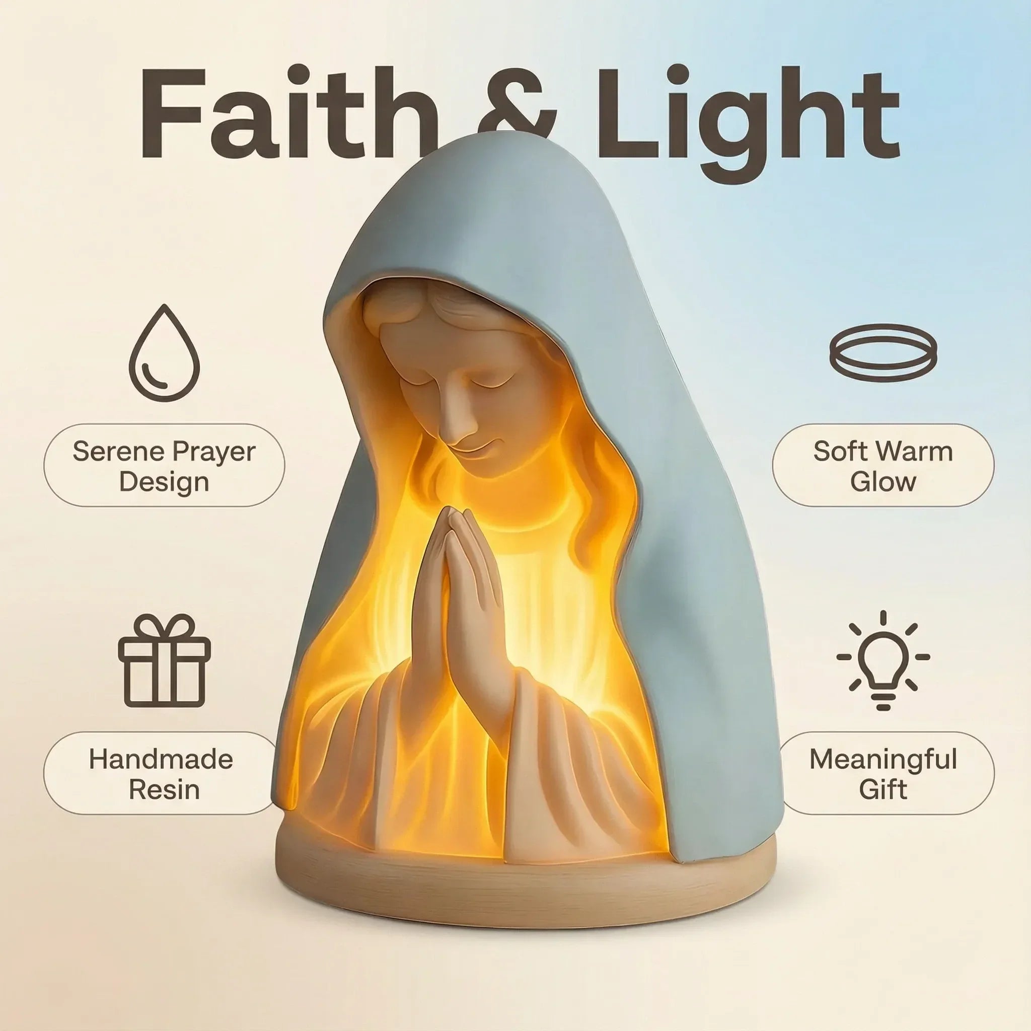 💥SAVE 49%✝️ Handmade Resin Virgin Mary Night Light – A Gentle Glow of Peace & Protection