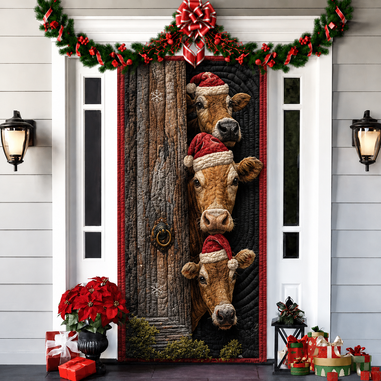 3D Christmas Front Door Cover Decoration – 18 Festive Designs | Santa, Snowman & More