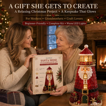 DIY Lighted Christmas Lighthouse Kit | Sea Glass-Style Pieces, LED Lights & 5 Festive Styles