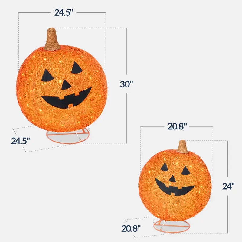 🎃Best Choice Products 2pc Lighted Pop-Up Outdoor Halloween Pumpkin Set, Fall Holiday Decoration w/ 130 LED Lights, 8 Light Functions