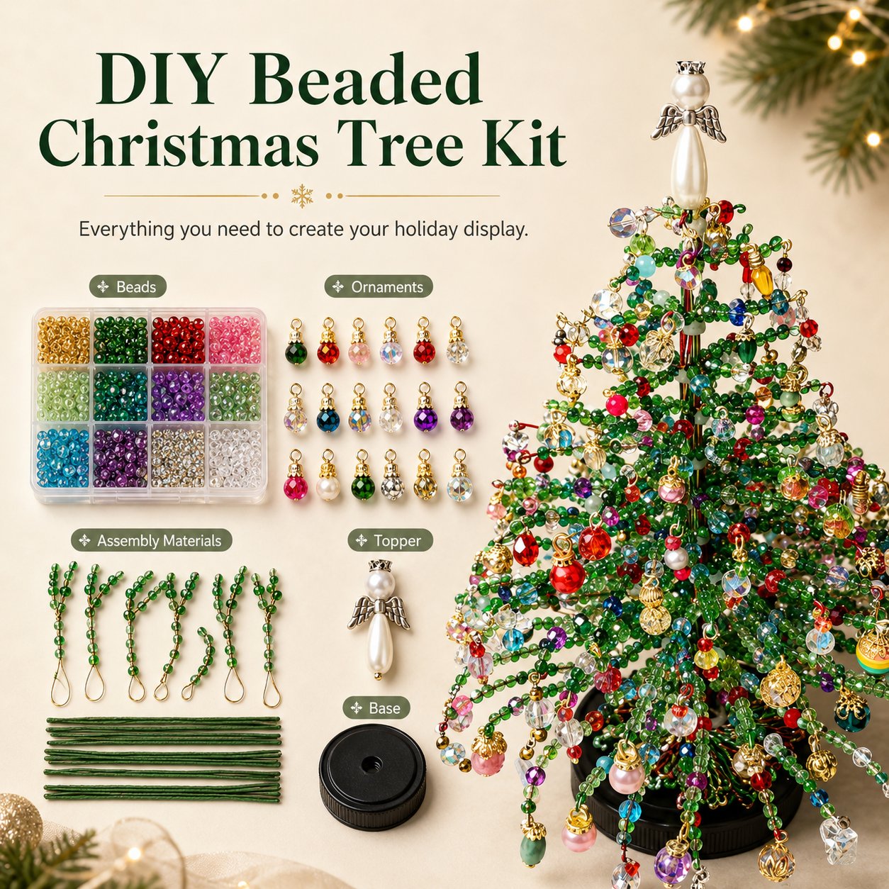 DIY Beaded Christmas Tree Kit – Make Your Own Sparkling Holiday Decoration