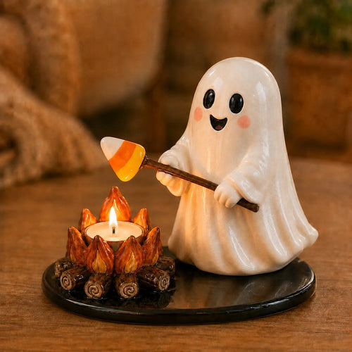 Halloween Campfire Tealight Holder | Ghost & Mummy Cozy Seasonal Decor