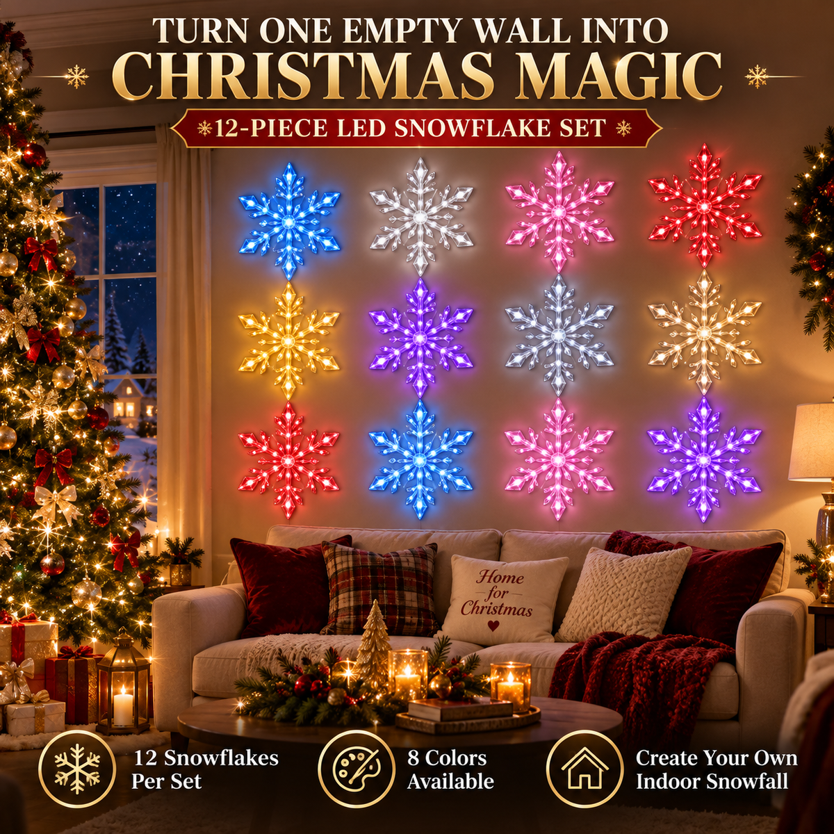 🎄 Christmas Sale 50% OFF ❄️ LED Snowflake Wall Light Set – Festive Christmas Winter Deco