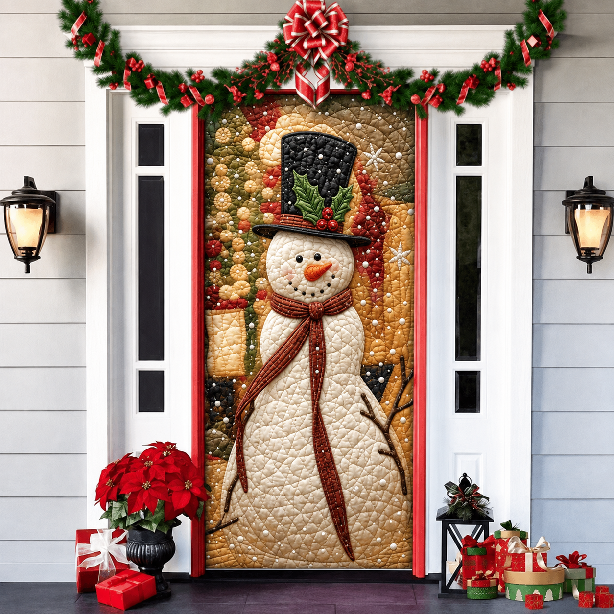 3D Christmas Front Door Cover Decoration – 18 Festive Designs | Santa, Snowman & More