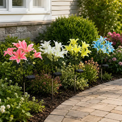Solar Lily Garden Lights | 7-Head LED Flower Stake Lights for Yard & Patio Decor