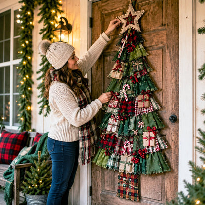 DIY Oversized Patchwork Christmas Tree Door Hanging Kit – Beginner-Friendly, All Tools & Guide Included