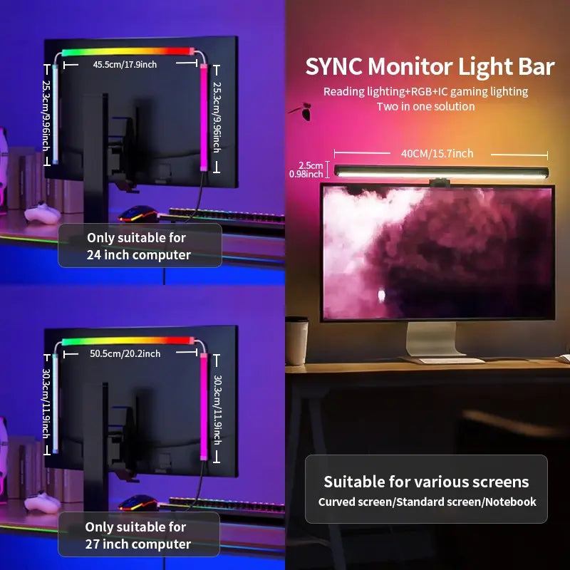🎮 RGB-IC Monitor Backlight – Immersive Gaming LED Strip with Music Sync