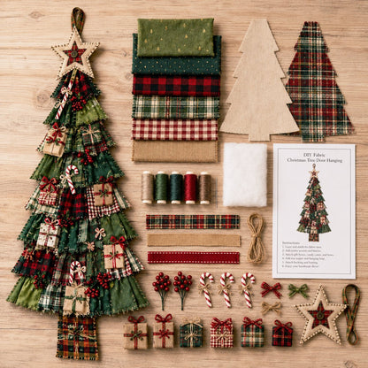 DIY Oversized Patchwork Christmas Tree Door Hanging Kit – Beginner-Friendly, All Tools & Guide Included