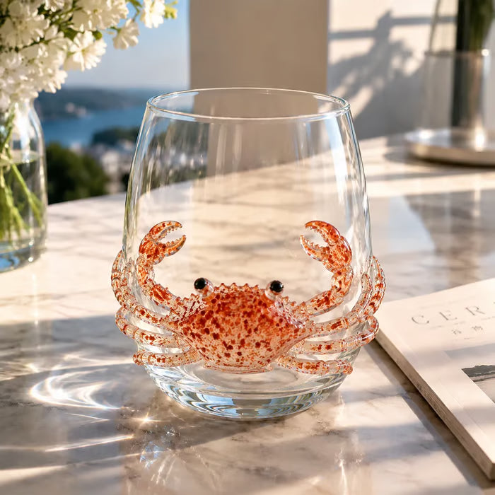 Artisanal 3D Ocean Creature Glass | Blue Ringed Octopus & Sea Life Glassware
