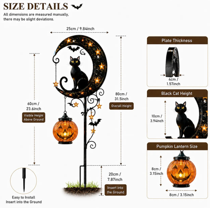 Solar Black Cat Garden Stake Light | IP65 Waterproof Halloween Outdoor Decor