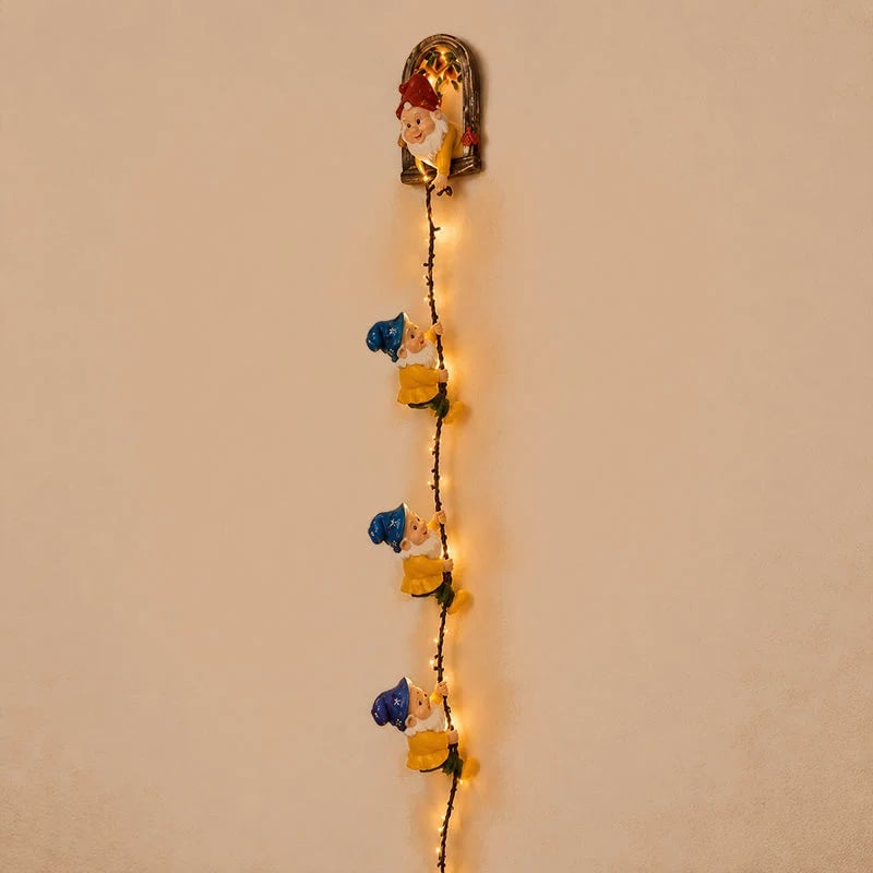 Christmas Gnome String Lights – Climbing Gnome Wall Hanging LED Decor